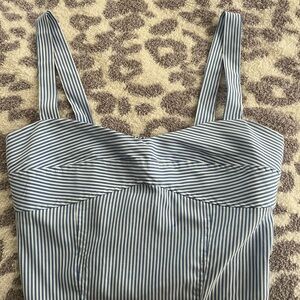 HYFVE Blue and White Striped Crop Top